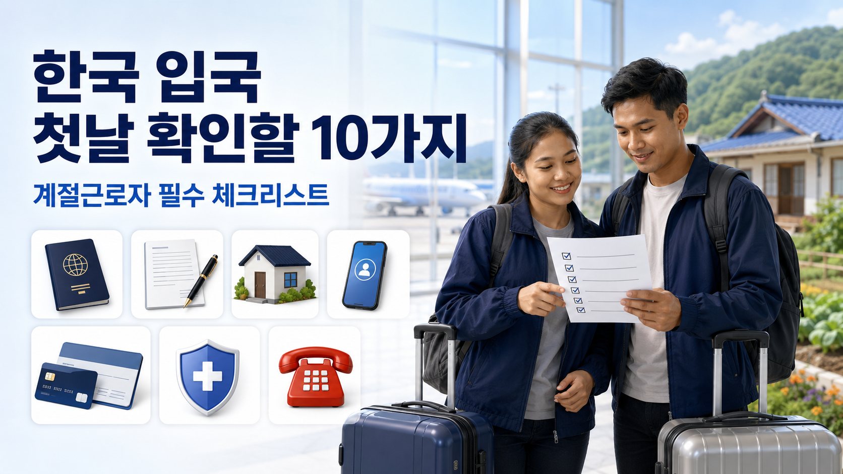 한국 계절근로자 입국 첫날 확인할 10가지｜서류·숙소·통장·보험·응급연락처